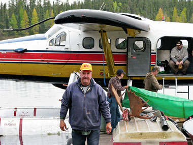 Fishing and Hunting parties at dockside to board Float Plane